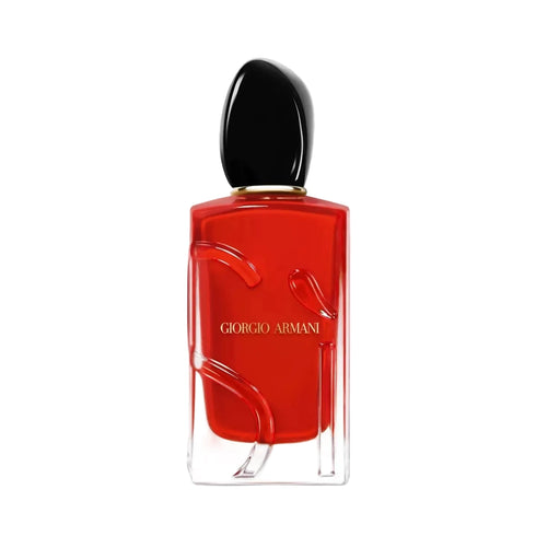 Giorgio Armani Red Eyeshadow Primer bottle with a vibrant red liquid, a glossy black cap, and gold lettering on a clean white background.